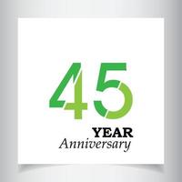 Celebração de aniversário de 45 anos ilustração de design de modelo vetorial de cor verde vetor