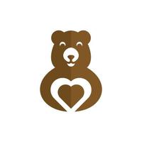 Urso fofa amor luxo moderno logotipo vetor