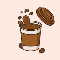 fofa papel copo preenchidas com café desenho animado ícone vetor ilustração. café beber ícone conceito. vetor plano esboço ícone