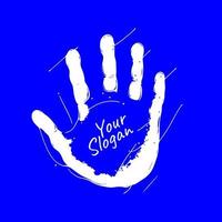 ilustração do uma fofa criança impressão da mão com seu slogan dentro. símbolo do ter esperança, segurança, alegria, Educação. vetor ilustração em azul fundo.