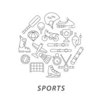 layout de conceito linear abstrato de esportes com título vetor