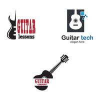 ilustração das imagens do logotipo da aula de guitarra vetor