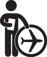avião ícone símbolo imagem vetor, ilustração do a voar aviação dentro Preto imagem. eps 10 vetor