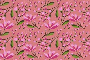 mão desenhado moderno floral desatado padronizar cacto selvagem flor Prado contínuo vetor ilustração Projeto para interior têxtil tecido moda papoula hortênsia e folhas