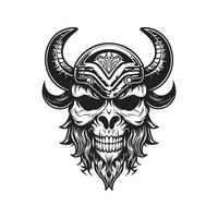 viking crânio, logotipo conceito Preto e branco cor, mão desenhado ilustração vetor