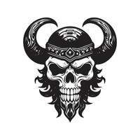 crânio viking, logotipo conceito Preto e branco cor, mão desenhado ilustração vetor