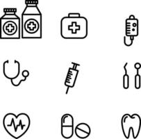 médico ícone definir, médico ou das enfermeiras saúde serviço de assistência ícones simples vetor estilo grampo artes