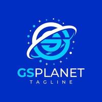 moderno digital planeta carta g s gs sg logotipo Projeto. tecnologia espaço inicial gs. vetor