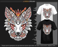 colorida kitsune cabeça mandala artes vetor