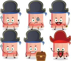 desenho animado personagem do toalha com vários piratas emoticons vetor