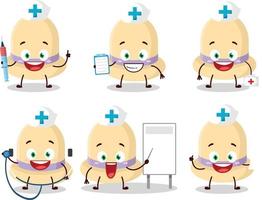 médico profissão emoticon com verão chapéu desenho animado personagem vetor