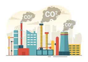 carbono dióxido ou co2 ilustração para Salve  planeta terra a partir de clima mudança Como uma resultado do fábrica e veículo poluição dentro mão desenhado modelos vetor