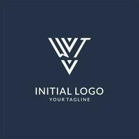 wt triângulo monograma logotipo Projeto Ideias, criativo inicial carta logotipo com triangular forma logotipo vetor