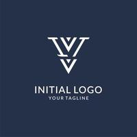 isto triângulo monograma logotipo Projeto Ideias, criativo inicial carta logotipo com triangular forma logotipo vetor