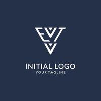 et triângulo monograma logotipo Projeto Ideias, criativo inicial carta logotipo com triangular forma logotipo vetor