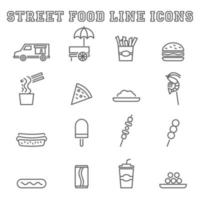 ícones de linha de comida de rua vetor