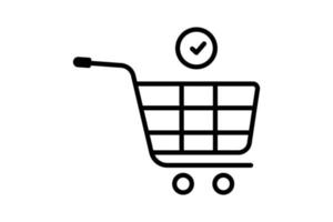 ordem ícone ilustração. compras carrinho com lista de controle. ícone relacionado para compras. linha ícone estilo. simples vetor Projeto editável