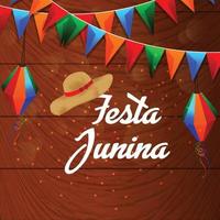 fundo de festa junina com elemento de lanterna de papel colorido vetor