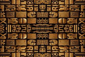 egípcio hieróglifos alfabeto padronizar dourado fundo. abstrato tradicional folk Antiguidade tribal étnico Egito gráfico linha. ornamentado elegante luxo vintage retro estilo para textura têxtil tecido telha. vetor