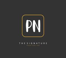 p n pn inicial carta caligrafia e assinatura logotipo. uma conceito caligrafia inicial logotipo com modelo elemento. vetor