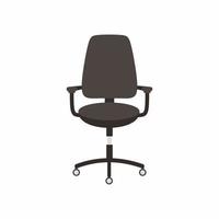 ícone de vetor de design plano de cadeira de escritório isolado no fundo branco. couro preto moderno para móveis de cadeira de escritório. elegante e relaxe o conceito de design de interiores. ilustração do estilo dos desenhos animados