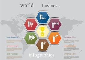 modelo de infográficos de negócios mundiais. vetor