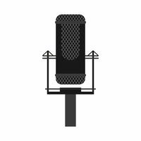 ilustração em vetor plana microfone. ícone de rádio podcast isolado no fundo branco. projetado para projetos domésticos ou aplicações de estúdio profissional e performance ao vivo.