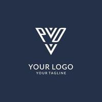 po triângulo monograma logotipo Projeto Ideias, criativo inicial carta logotipo com triangular forma logotipo vetor