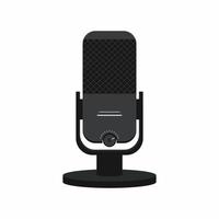 o ícone do microfone em um elegante estilo simples é isolado no fundo branco. usb, ícone de rádio de podcast. inscrição. webcast logotipo do conceito de registro de áudio. ilustração vetorial vetor