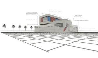 construção perspectiva plano de construção fachadas esboço arquitetônico.ilustração vetorial vetor