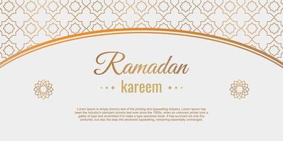 Ramadan Kareem com banner de design floral islâmico. celebração do feriado muçulmano. feliz eid mubarak. ornamento arabesco tradicional isolado no fundo branco. ilustração em vetor plana dos desenhos animados.