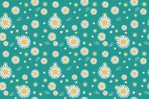 margarida flor desatado padronizar branco flor em azul verde fundo com verde folhas Prado campo Projeto para moda têxtil tecido interior invólucro papel etc. vetor