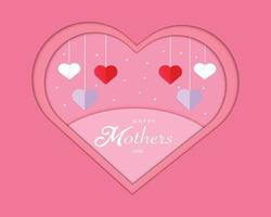 feliz dia das mães com coração de papel vetor