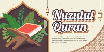 nuzulul Alcorão islâmico celebração fundo. que significa a revelação do a versos do a Alcorão vetor