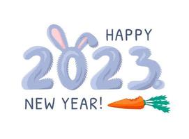 desenho animado cor feliz Novo ano 2023 conceito poster cartão convite. vetor
