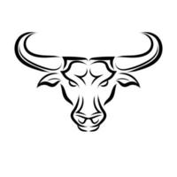 linha do vetor ilustração vista frontal do touro. signo do zodíaco de touro.