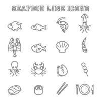 ícones de linha de frutos do mar vetor