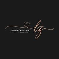 inicial lz feminino logotipo coleções modelo. caligrafia logotipo do inicial assinatura, casamento, moda, joalheria, butique, floral e botânico com criativo modelo para qualquer companhia ou negócios. vetor