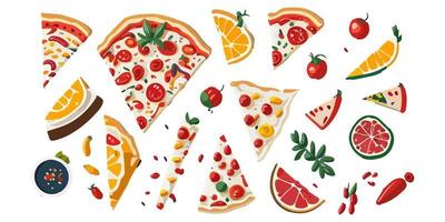 delicioso cogumelo pizza em uma branco placa, plano vetor ilustração