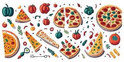 gostoso plano vetor ilustração do uma pizza fatia com queijo