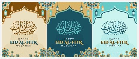 eid al fitr Mubarak saudações, islâmico enfeite modelo para fundo, bandeira, poster, cobrir projeto, envelope, social meios de comunicação alimentar. Ramadã kareem e eid Mubarak 2023 conceito vetor