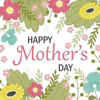 feliz mães dia cartão com flores vetor
