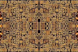 egípcio hieróglifos alfabeto padronizar dourado fundo. abstrato tradicional folk Antiguidade tribal étnico Egito gráfico linha. ornamentado elegante luxo vintage retro estilo para textura têxtil tecido telha. vetor