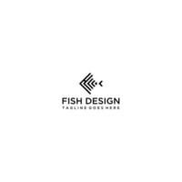 logotipo de linha de peixe legal, vetor de modelo de logotipo de peixe simples e legal