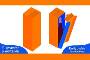 vinho garrafa caixa morrer cortar modelo e 3d embalagem caixa 3d caixa vetor