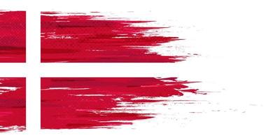 bandeira do Dinamarca com escova estilo e meio-tom efeito. dinamarquês bandeira fundo com grunge conceito vetor