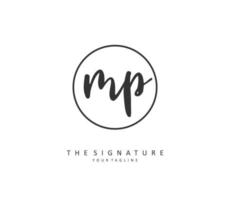 mp inicial carta caligrafia e assinatura logotipo. uma conceito caligrafia inicial logotipo com modelo elemento. vetor