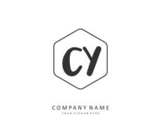 cy inicial carta caligrafia e assinatura logotipo. uma conceito caligrafia inicial logotipo com modelo elemento. vetor