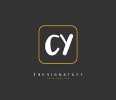 cy inicial carta caligrafia e assinatura logotipo. uma conceito caligrafia inicial logotipo com modelo elemento. vetor
