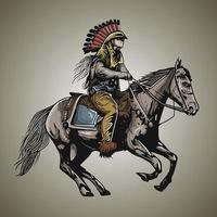 indiano pessoas tribo equitação cavalo vetor ilustração